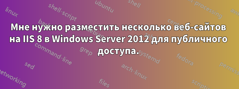 Мне нужно разместить несколько веб-сайтов на IIS 8 в Windows Server 2012 для публичного доступа.