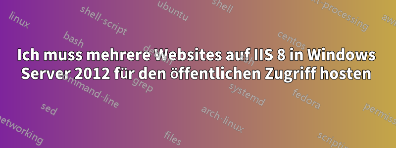 Ich muss mehrere Websites auf IIS 8 in Windows Server 2012 für den öffentlichen Zugriff hosten