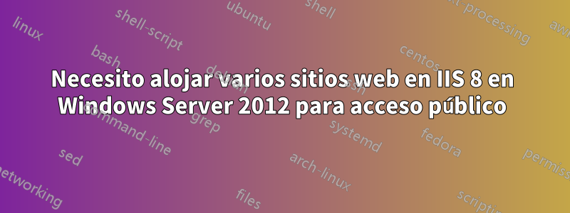 Necesito alojar varios sitios web en IIS 8 en Windows Server 2012 para acceso público