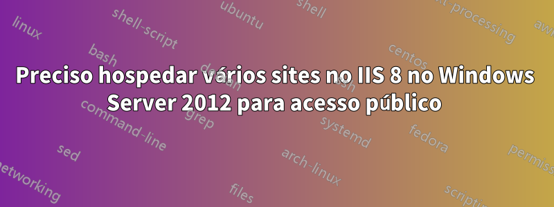 Preciso hospedar vários sites no IIS 8 no Windows Server 2012 para acesso público