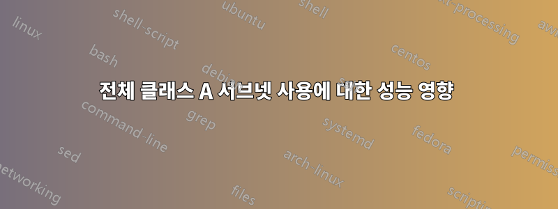 전체 클래스 A 서브넷 사용에 대한 성능 영향