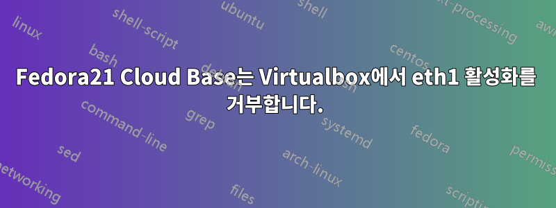 Fedora21 Cloud Base는 Virtualbox에서 eth1 활성화를 거부합니다.