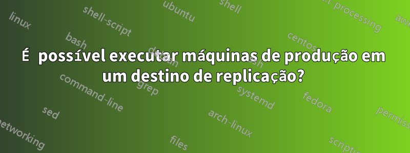 É possível executar máquinas de produção em um destino de replicação?