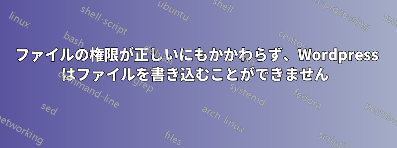 ファイルの権限が正しいにもかかわらず、Wordpress はファイルを書き込むことができません 