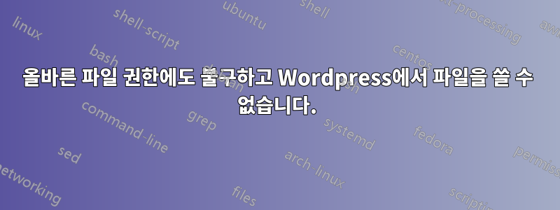 올바른 파일 권한에도 불구하고 Wordpress에서 파일을 쓸 수 없습니다.