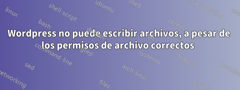 Wordpress no puede escribir archivos, a pesar de los permisos de archivo correctos 