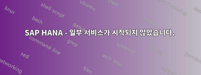 SAP HANA - 일부 서비스가 시작되지 않았습니다.