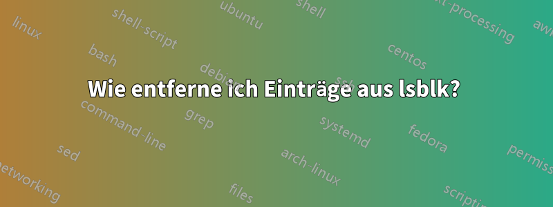 Wie entferne ich Einträge aus lsblk?