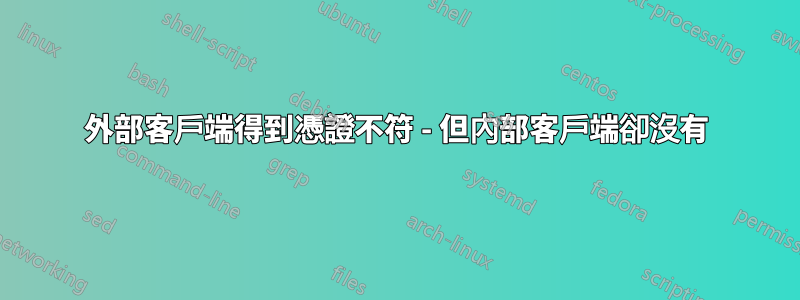 外部客戶端得到憑證不符 - 但內部客戶端卻沒有