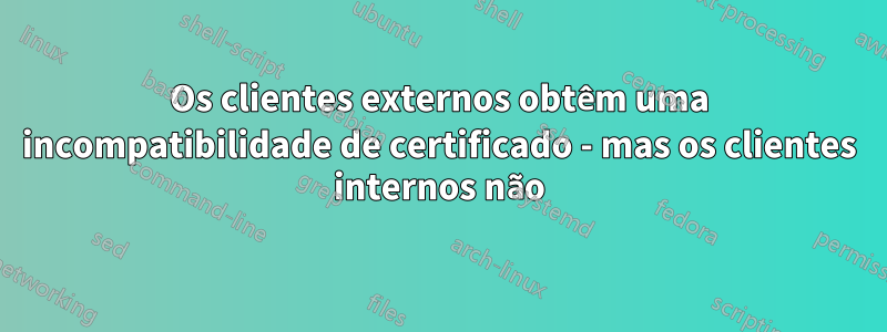 Os clientes externos obtêm uma incompatibilidade de certificado - mas os clientes internos não