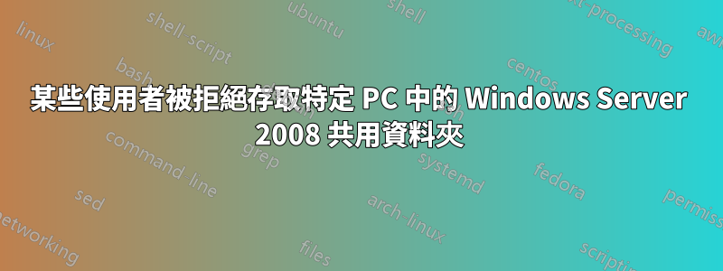 某些使用者被拒絕存取特定 PC 中的 Windows Server 2008 共用資料夾