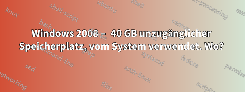 Windows 2008 – 40 GB unzugänglicher Speicherplatz, vom System verwendet. Wo?