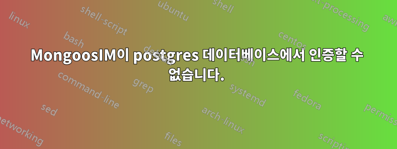 MongoosIM이 postgres 데이터베이스에서 인증할 수 없습니다.