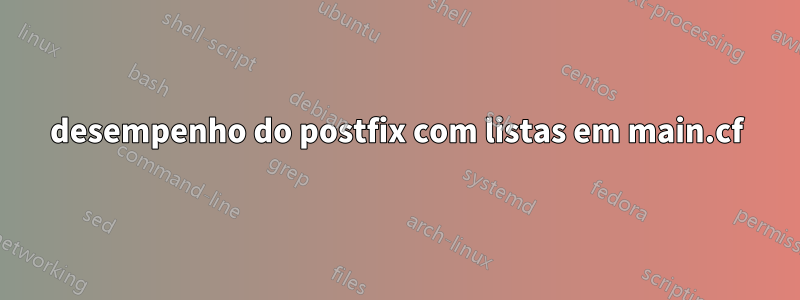 desempenho do postfix com listas em main.cf