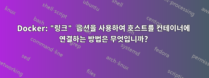 Docker: "링크" 옵션을 사용하여 호스트를 컨테이너에 연결하는 방법은 무엇입니까?