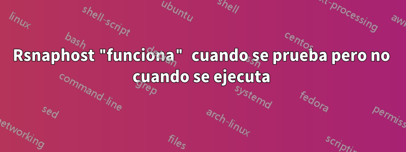 Rsnaphost "funciona" cuando se prueba pero no cuando se ejecuta