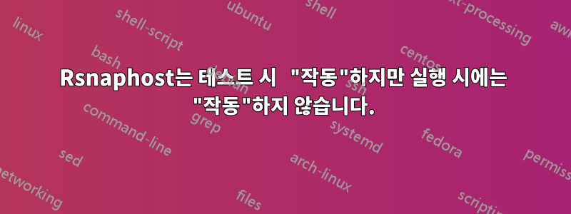 Rsnaphost는 테스트 시 "작동"하지만 실행 시에는 "작동"하지 않습니다.