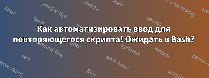 Как автоматизировать ввод для повторяющегося скрипта! Ожидать в Bash?