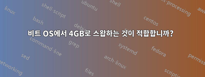 32비트 OS에서 4GB로 스왑하는 것이 적합합니까? 