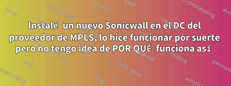 Instalé un nuevo Sonicwall en el DC del proveedor de MPLS, lo hice funcionar por suerte pero no tengo idea de POR QUÉ funciona así