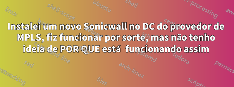 Instalei um novo Sonicwall no DC do provedor de MPLS, fiz funcionar por sorte, mas não tenho ideia de POR QUE está funcionando assim