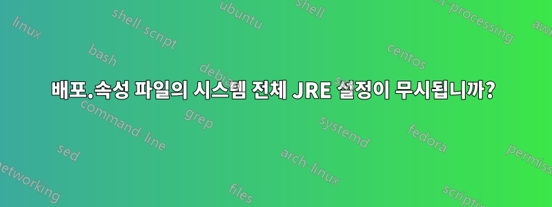 배포.속성 파일의 시스템 전체 JRE 설정이 무시됩니까?