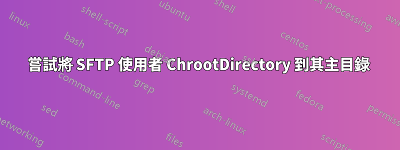 嘗試將 SFTP 使用者 ChrootDirectory 到其主目錄