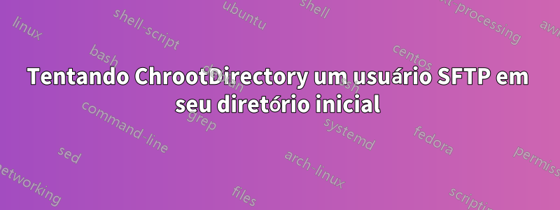 Tentando ChrootDirectory um usuário SFTP em seu diretório inicial