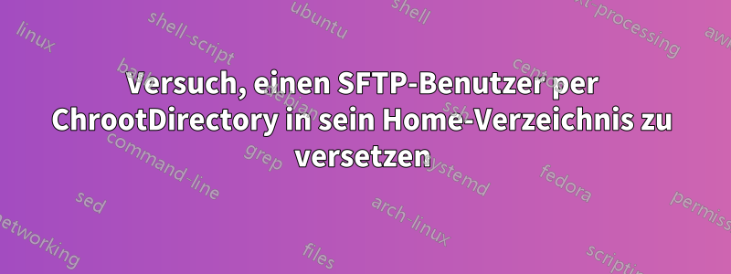 Versuch, einen SFTP-Benutzer per ChrootDirectory in sein Home-Verzeichnis zu versetzen