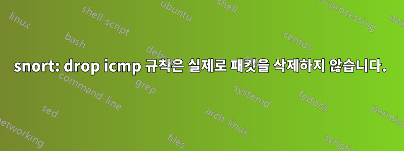 snort: drop icmp 규칙은 실제로 패킷을 삭제하지 않습니다.