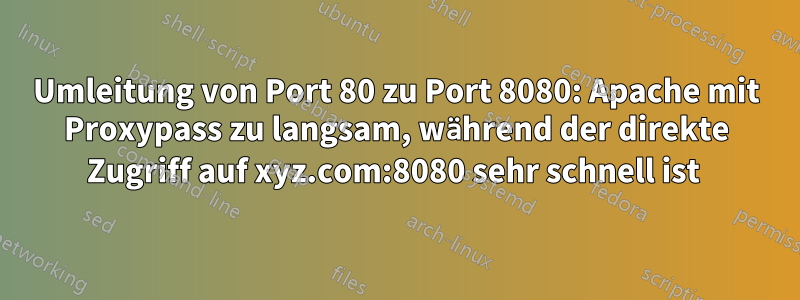 Umleitung von Port 80 zu Port 8080: Apache mit Proxypass zu langsam, während der direkte Zugriff auf xyz.com:8080 sehr schnell ist 