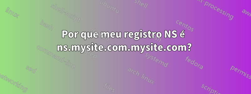 Por que meu registro NS é ns.mysite.com.mysite.com?