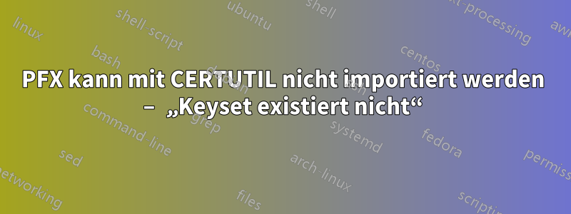 PFX kann mit CERTUTIL nicht importiert werden – „Keyset existiert nicht“