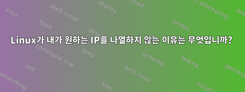 Linux가 내가 원하는 IP를 나열하지 않는 이유는 무엇입니까?