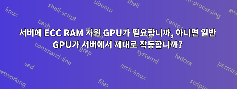 서버에 ECC RAM 지원 GPU가 필요합니까, 아니면 일반 GPU가 서버에서 제대로 작동합니까?