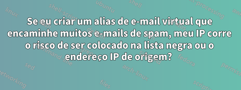 Se eu criar um alias de e-mail virtual que encaminhe muitos e-mails de spam, meu IP corre o risco de ser colocado na lista negra ou o endereço IP de origem? 