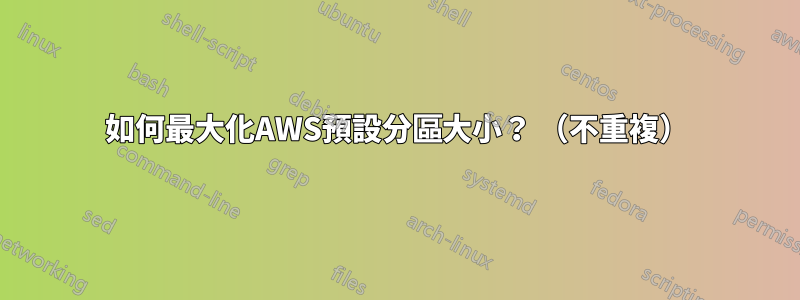 如何最大化AWS預設分區大小？ （不重複）