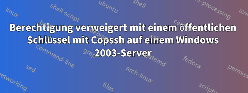 Berechtigung verweigert mit einem öffentlichen Schlüssel mit Copssh auf einem Windows 2003-Server