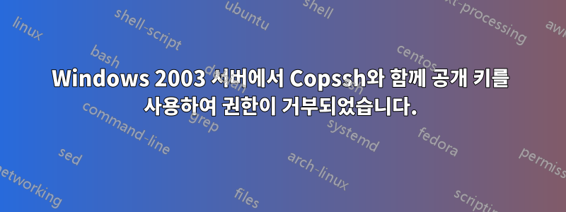 Windows 2003 서버에서 Copssh와 함께 공개 키를 사용하여 권한이 거부되었습니다.