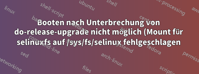 Booten nach Unterbrechung von do-release-upgrade nicht möglich (Mount für selinuxfs auf /sys/fs/selinux fehlgeschlagen)