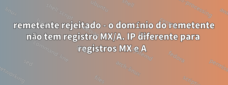 550 remetente rejeitado - o domínio do remetente não tem registro MX/A. IP diferente para registros MX e A 