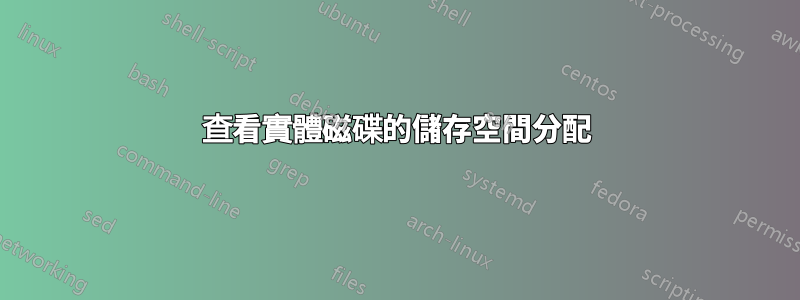 查看實體磁碟的儲存空間分配