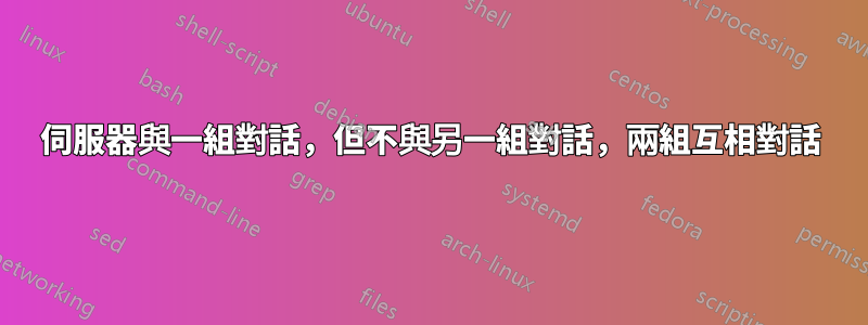 伺服器與一組對話，但不與另一組對話，兩組互相對話