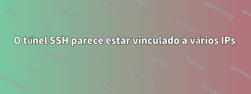 O túnel SSH parece estar vinculado a vários IPs