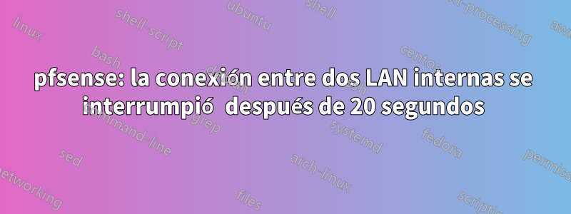 pfsense: la conexión entre dos LAN internas se interrumpió después de 20 segundos