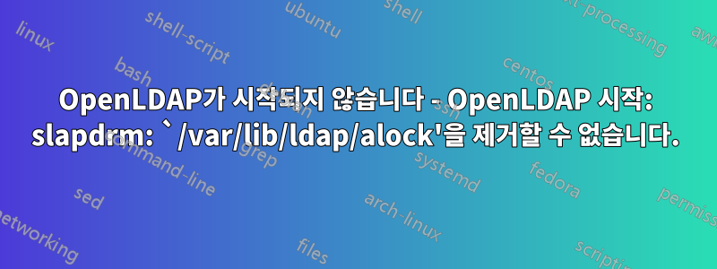 OpenLDAP가 시작되지 않습니다 - OpenLDAP 시작: slapdrm: `/var/lib/ldap/alock'을 제거할 수 없습니다.