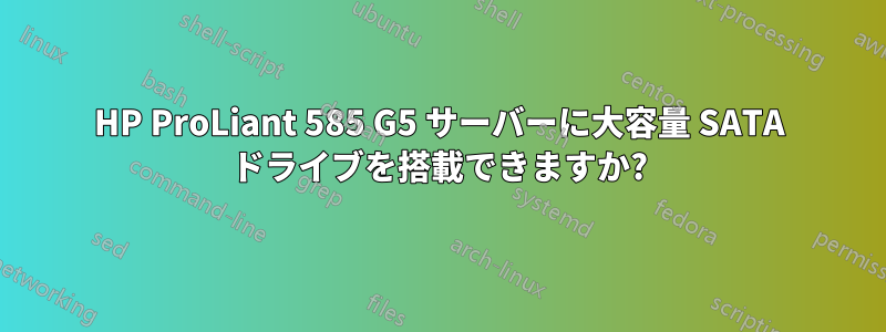 HP ProLiant 585 G5 サーバーに大容量 SATA ドライブを搭載できますか?