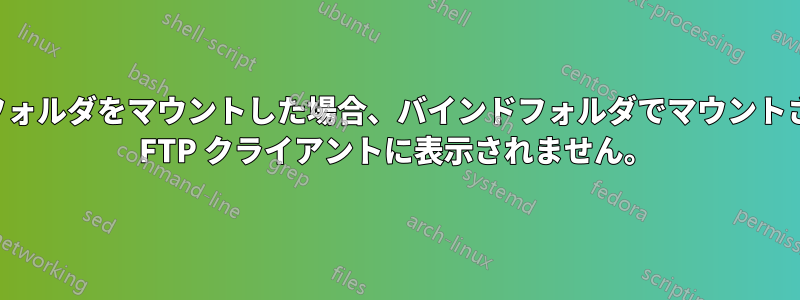 ボリューム内のフォルダをマウントした場合、バインドフォルダでマウントされたフォルダは FTP クライアントに表示されません。