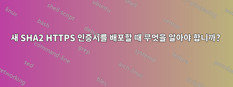 새 SHA2 HTTPS 인증서를 배포할 때 무엇을 알아야 합니까?