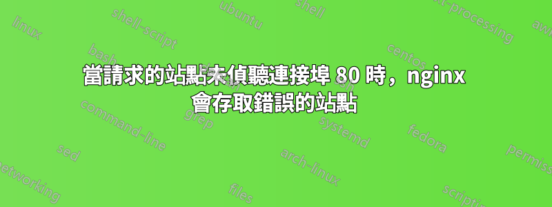 當請求的站點未偵聽連接埠 80 時，nginx 會存取錯誤的站點